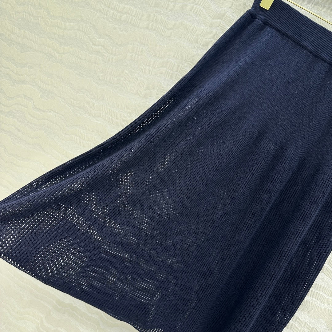 LP NAVY BLUE KNIT MIDI SKIRT