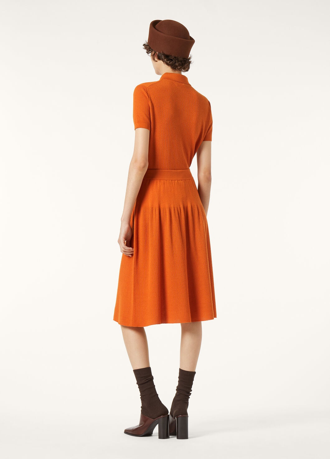 LP ORANGE KNIT MIDI SKIRT