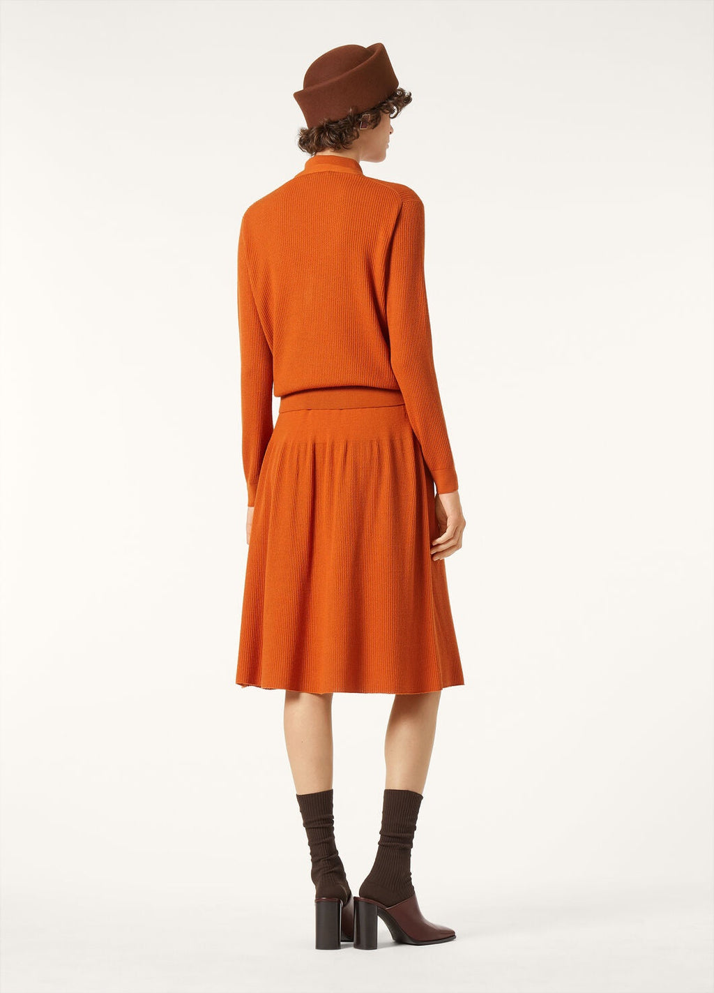LP ORANGE KNIT MIDI SKIRT