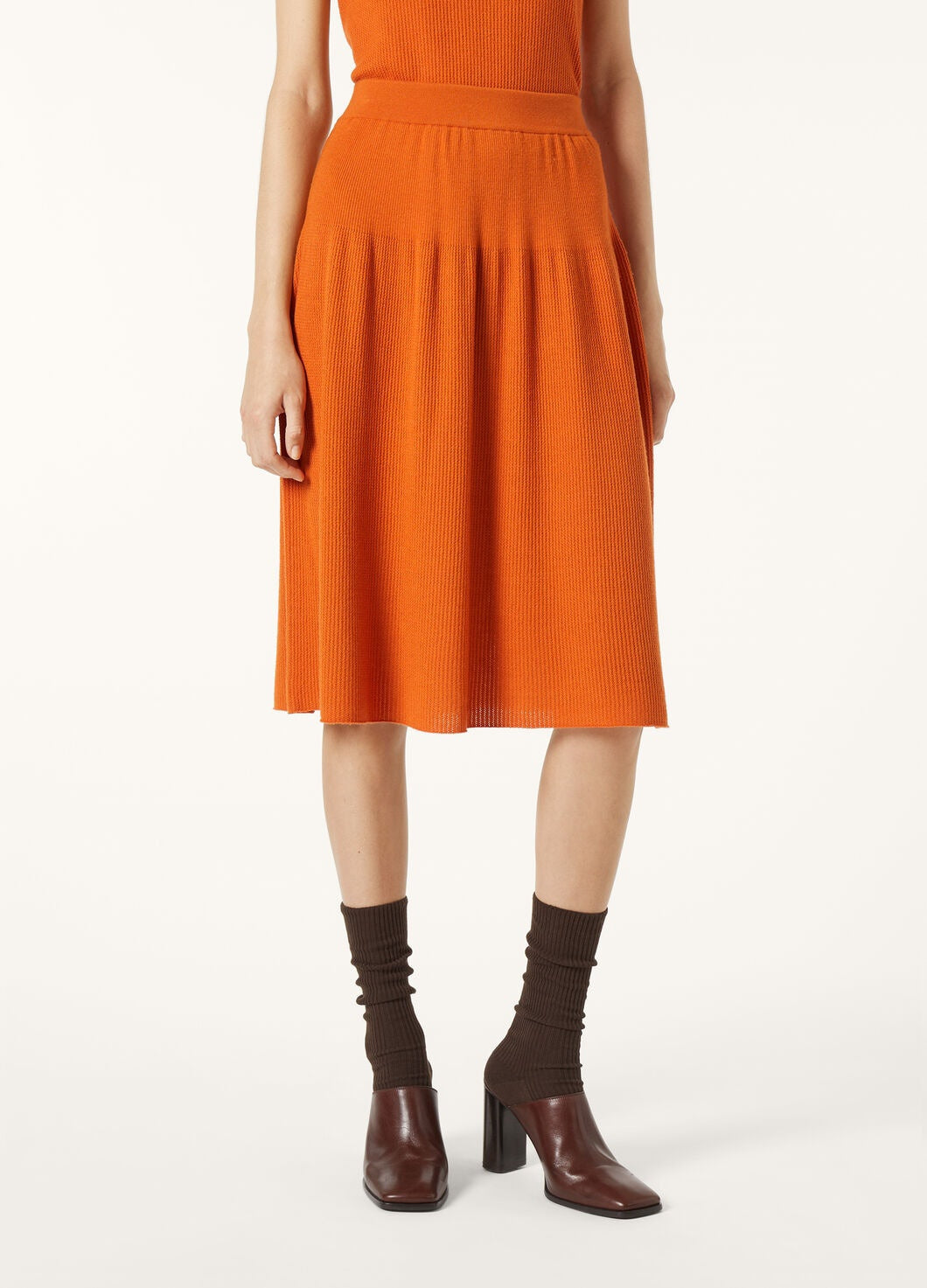 LP ORANGE KNIT MIDI SKIRT