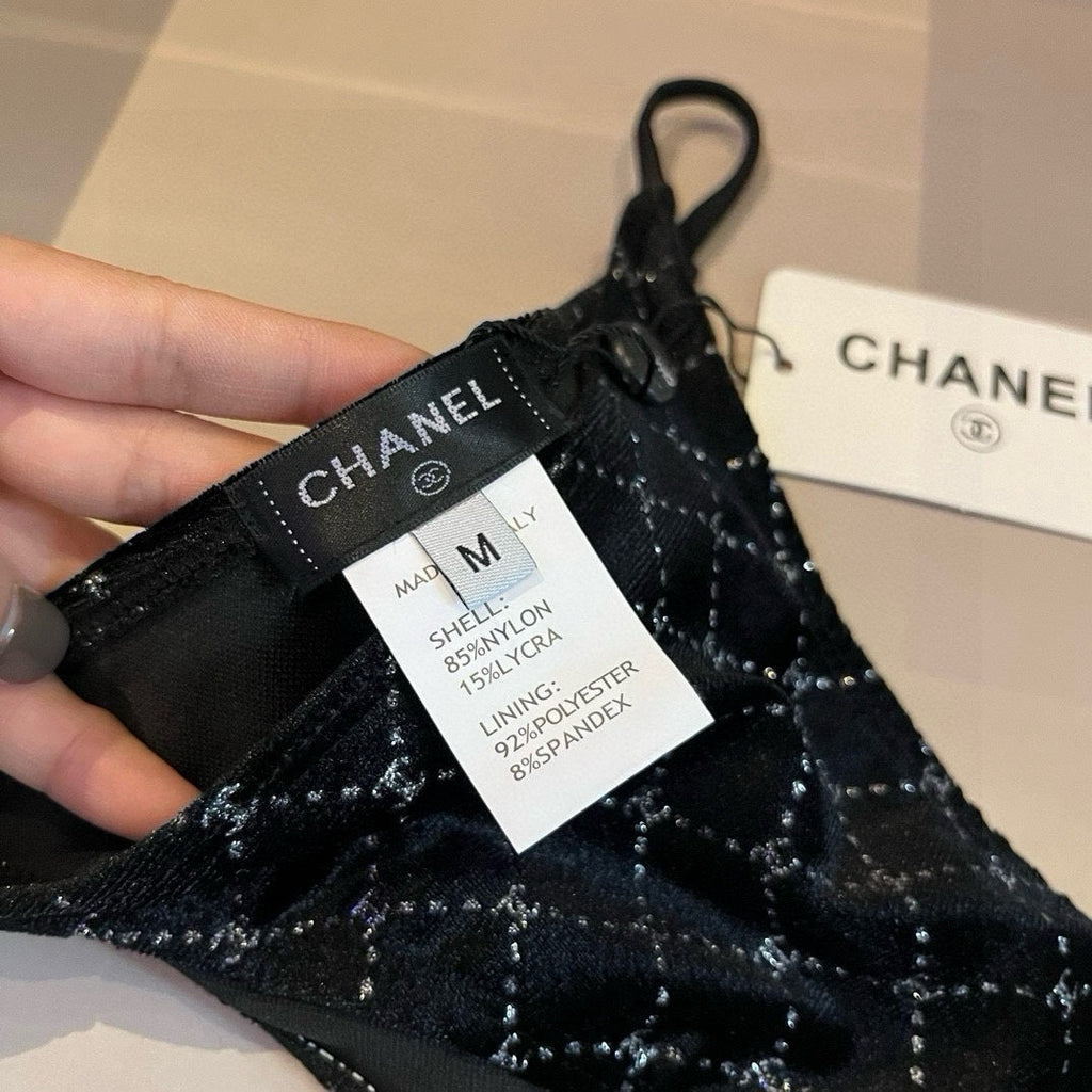 CC BIKINI SWIMSUIT SET IN BLACK AND WHITE PLAID 625992