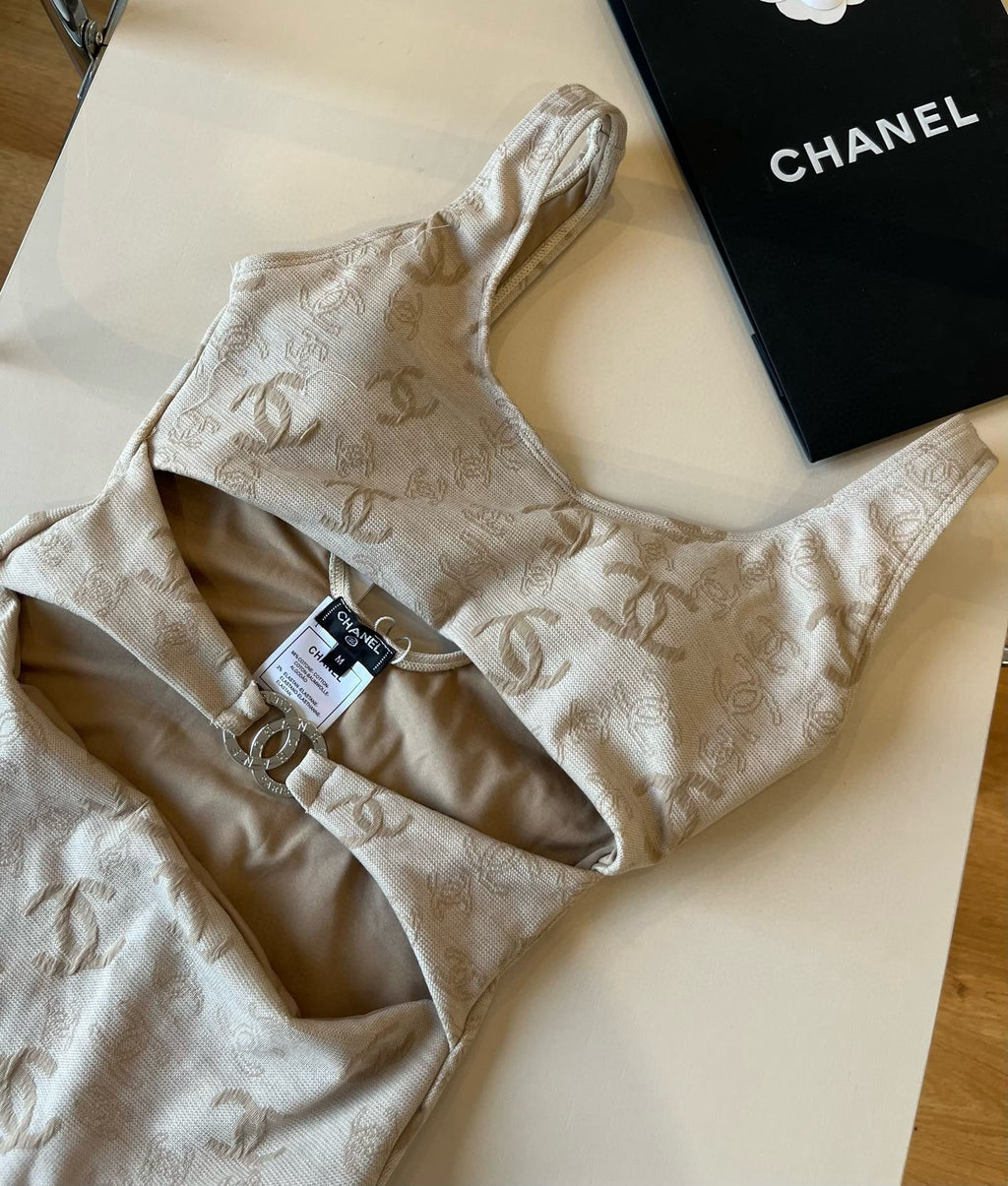 SWIMSUIT IN NUDE EMBROIDERED LOGO 626005