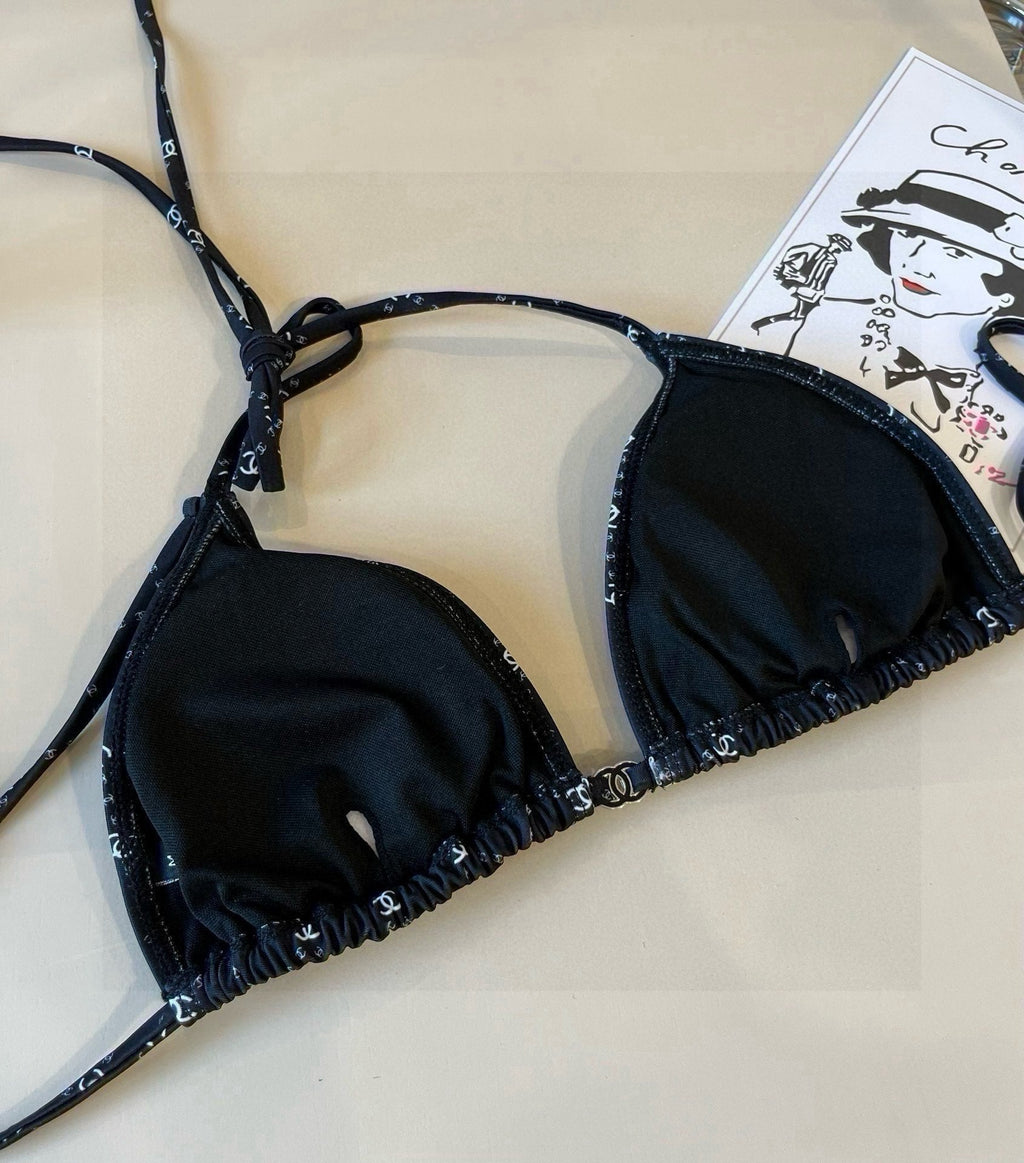 CC BIKINI SWIMSUIT SET IN BLACK AND WHITE PLAID 629230