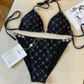 CC BIKINI SWIMSUIT SET IN BLACK AND WHITE PLAID 629230