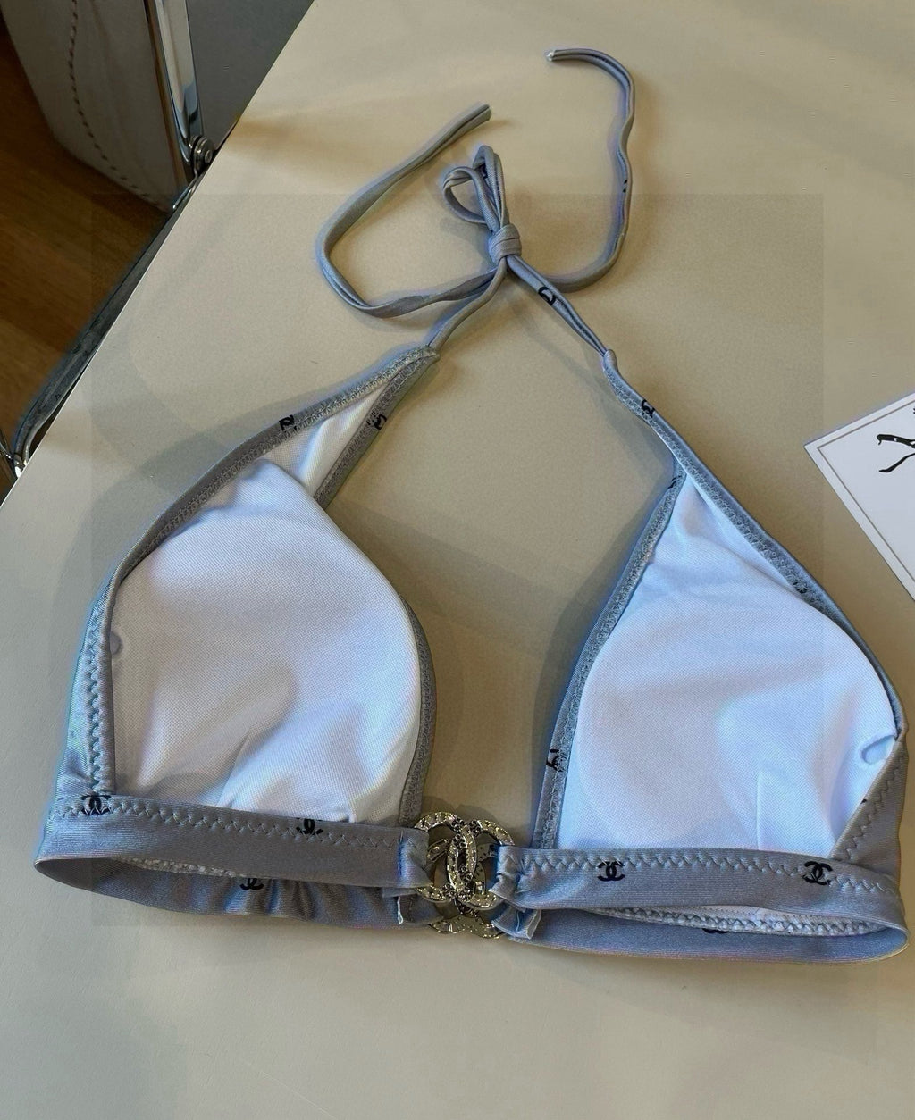 CC BIKINI SWIMSUIT SET IN GREY PRINTED LOGO 629237