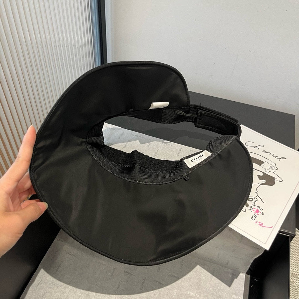 WIDE BRIM HALF HEAD HAT MODEL 650342 IN BLACK PLEATED SATIN