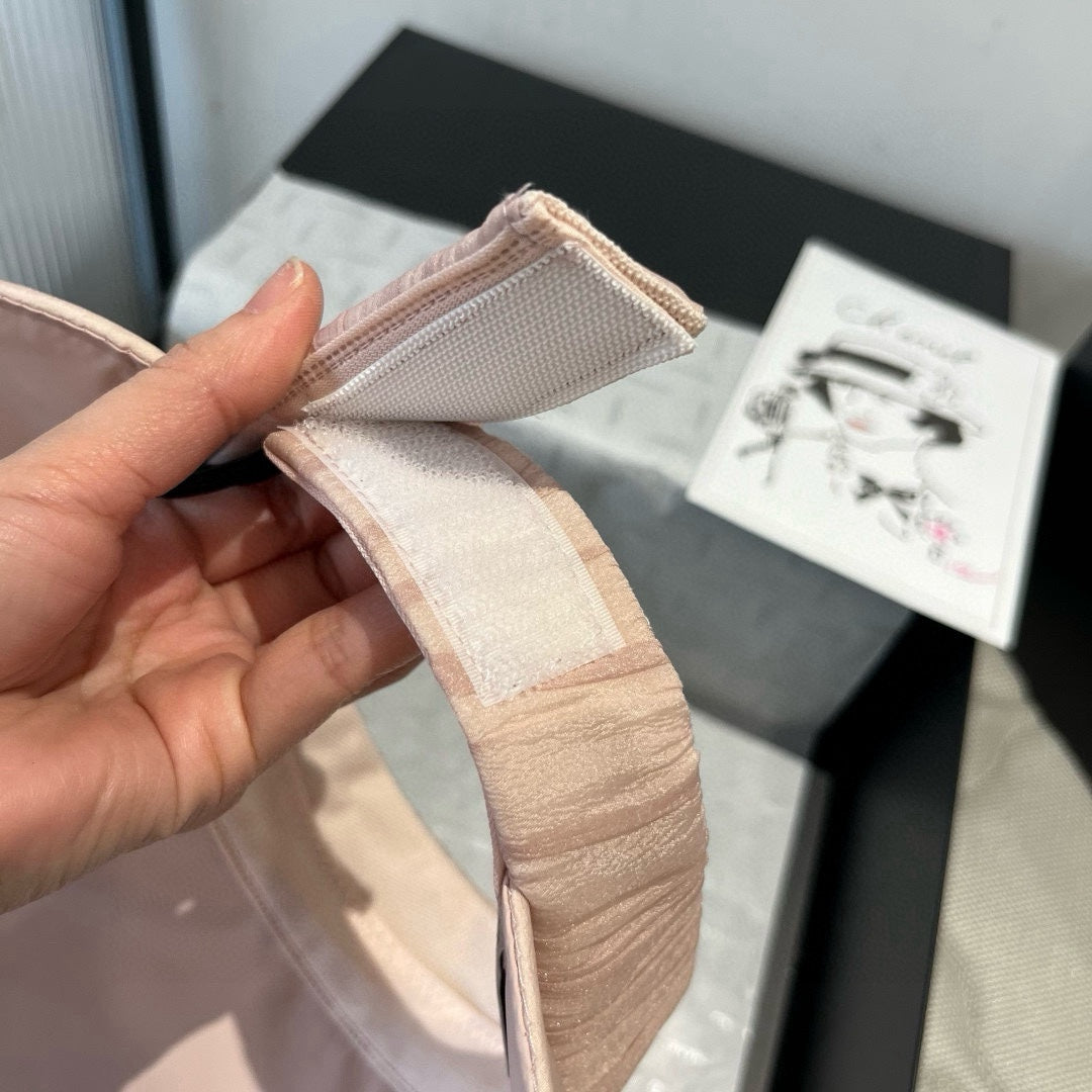 WIDE BRIM HALF HEAD HAT MODEL 650343 IN LIGHT PINK PLEATED SATIN