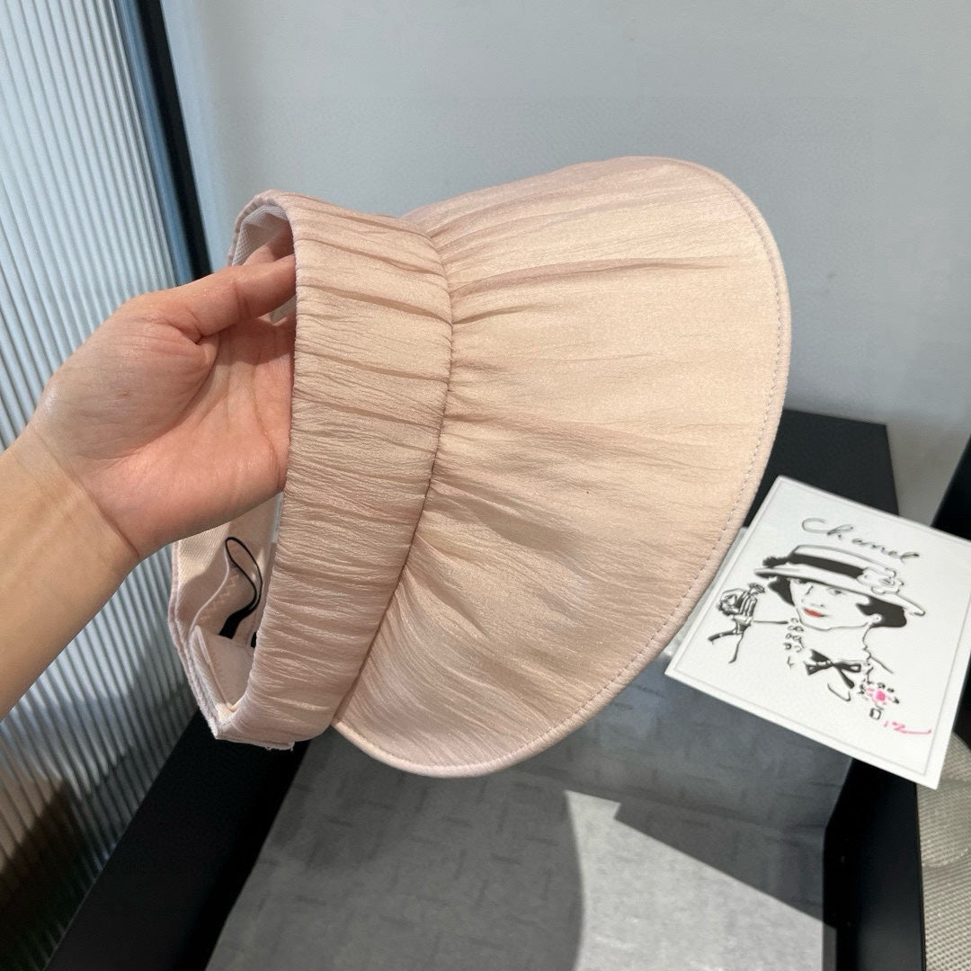 WIDE BRIM HALF HEAD HAT MODEL 650343 IN LIGHT PINK PLEATED SATIN