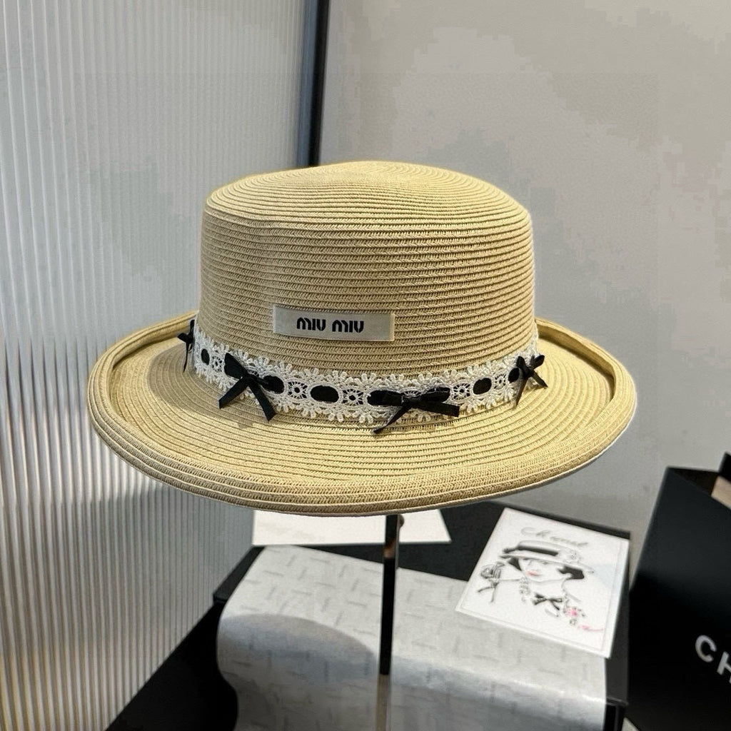 MM SMALL BRIM CURVED STRAW HAT IN BEIGE