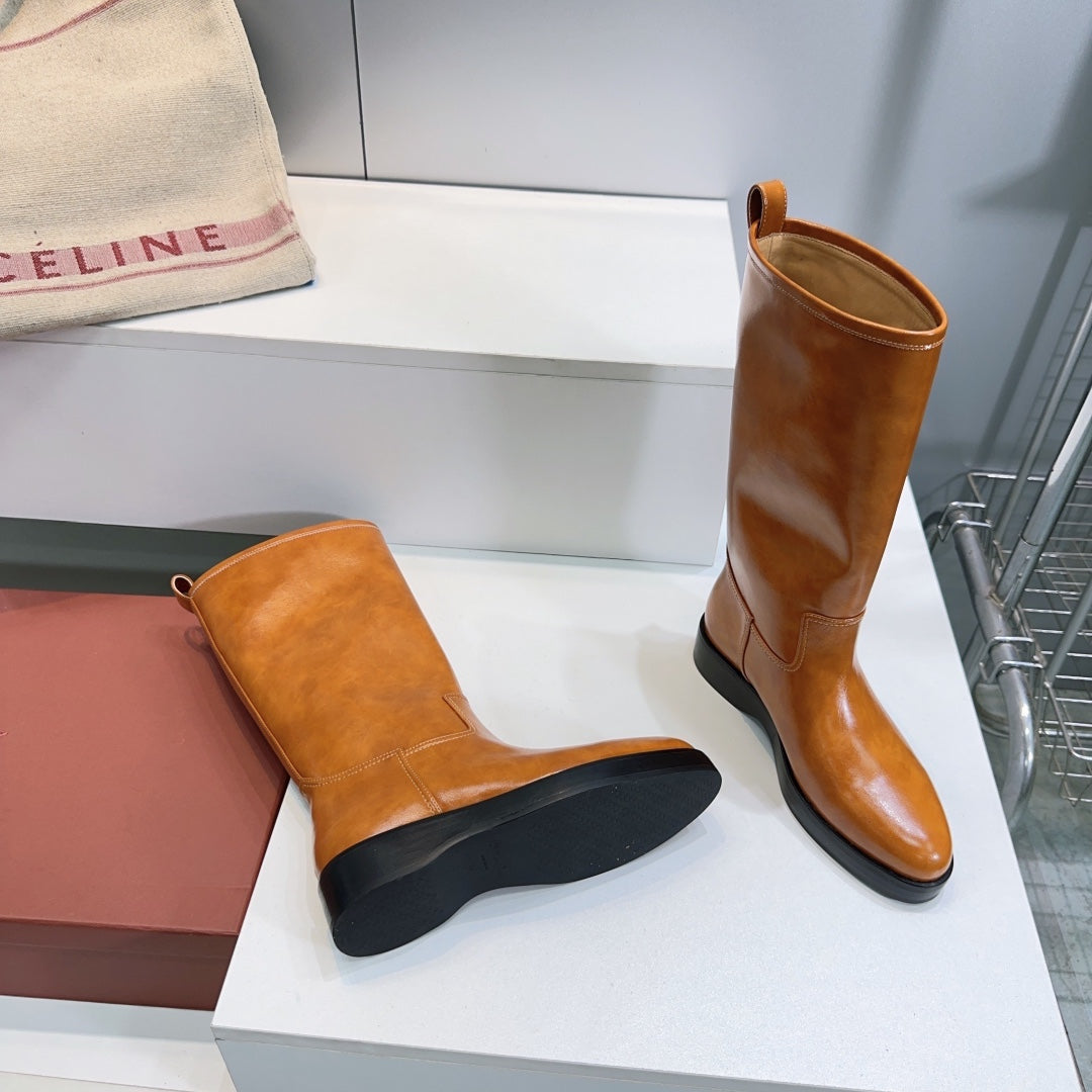 LP 25S JOHN BOOT IN BURNT ORANGE CALFSKIN