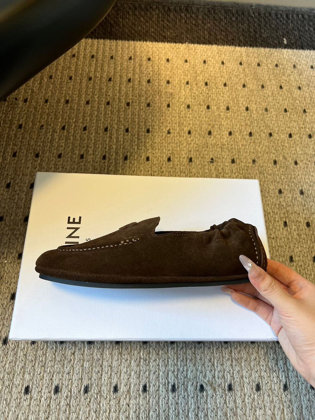 CELINE 25S LOAFERS FLAT IN DARK BROWN SUEDE