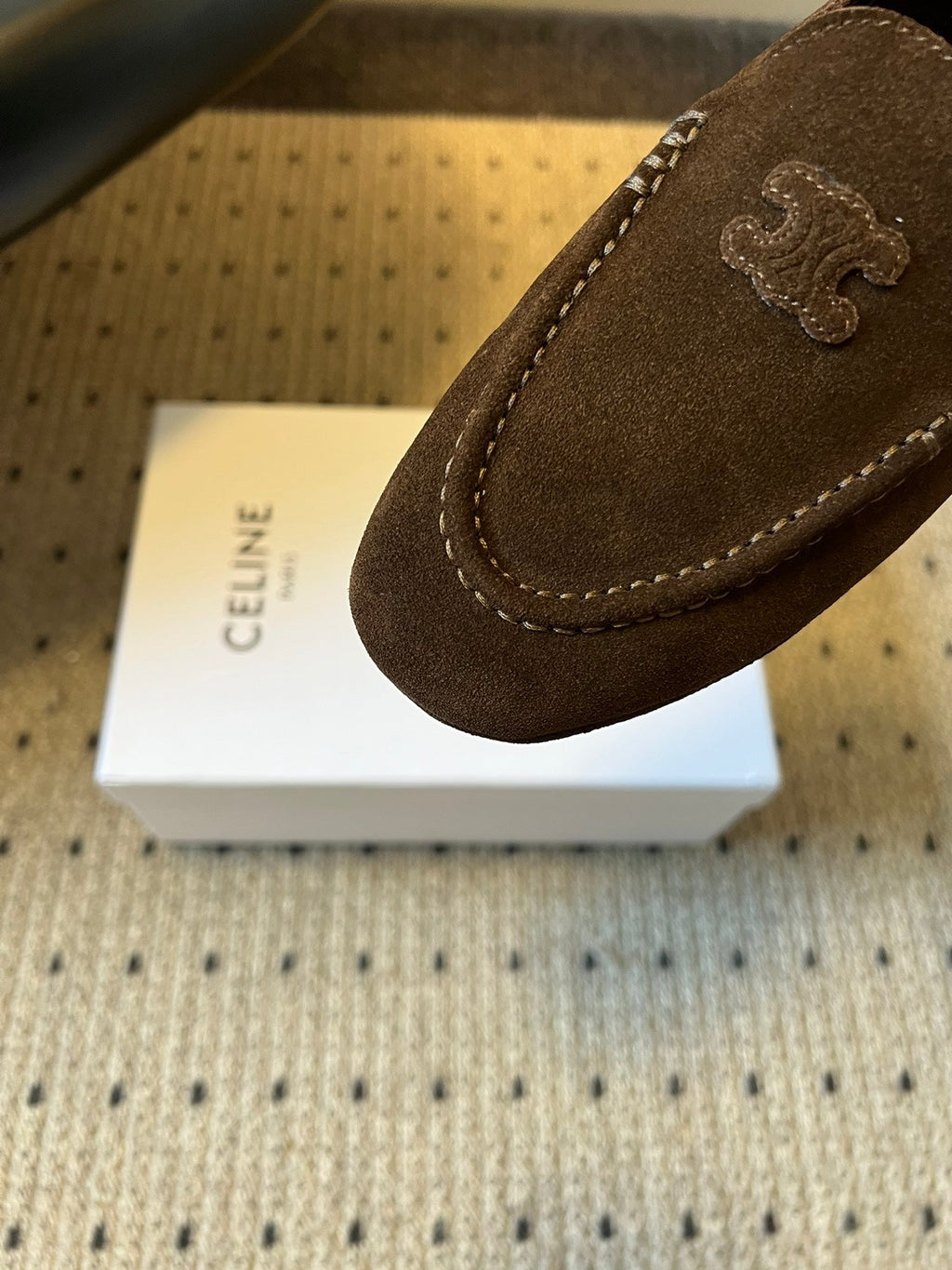 CELINE 25S LOAFERS FLAT IN DARK BROWN SUEDE