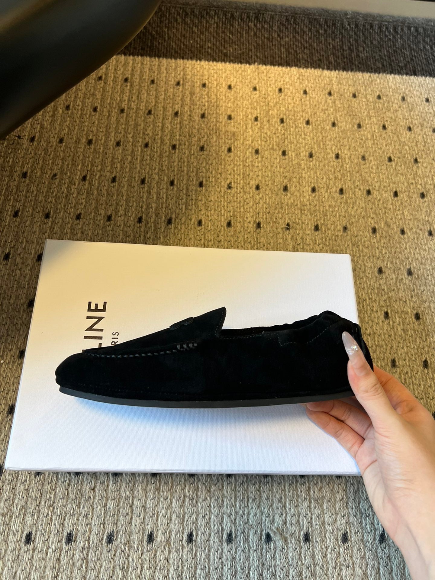 CELINE 25S LOAFERS FLAT IN BLACK SUEDE
