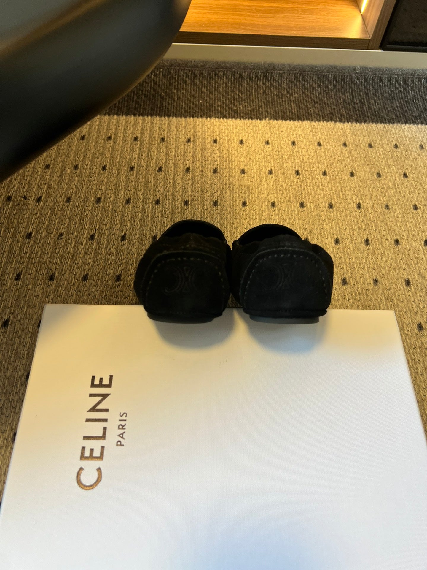 CELINE 25S LOAFERS FLAT IN BLACK SUEDE