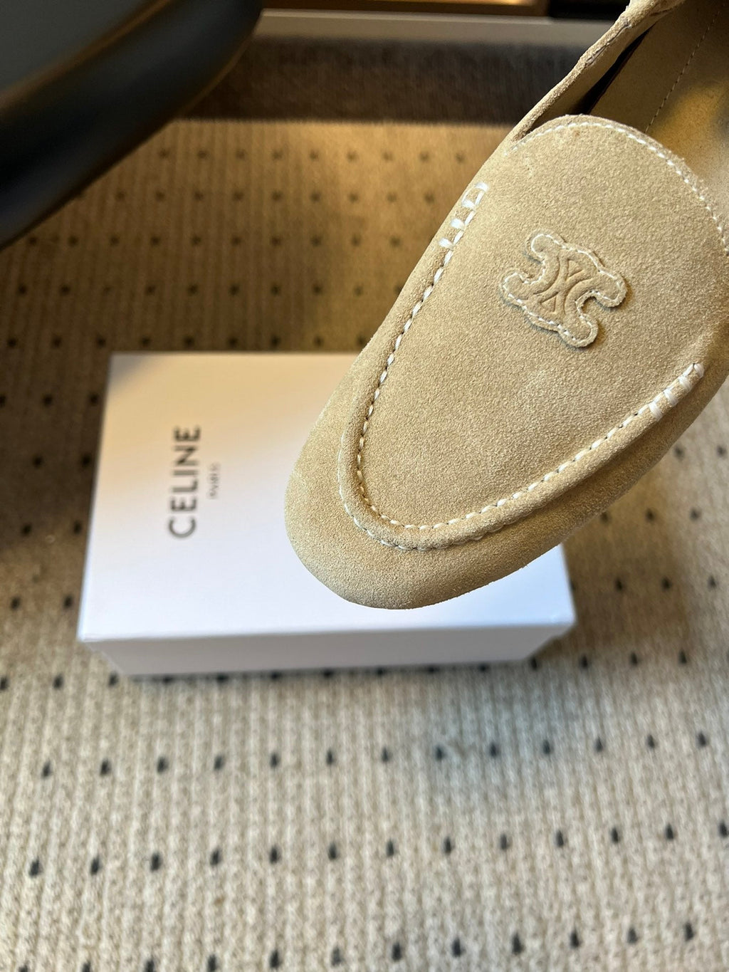 CELINE 25S LOAFERS FLAT IN LIGHT BROWN SUEDE