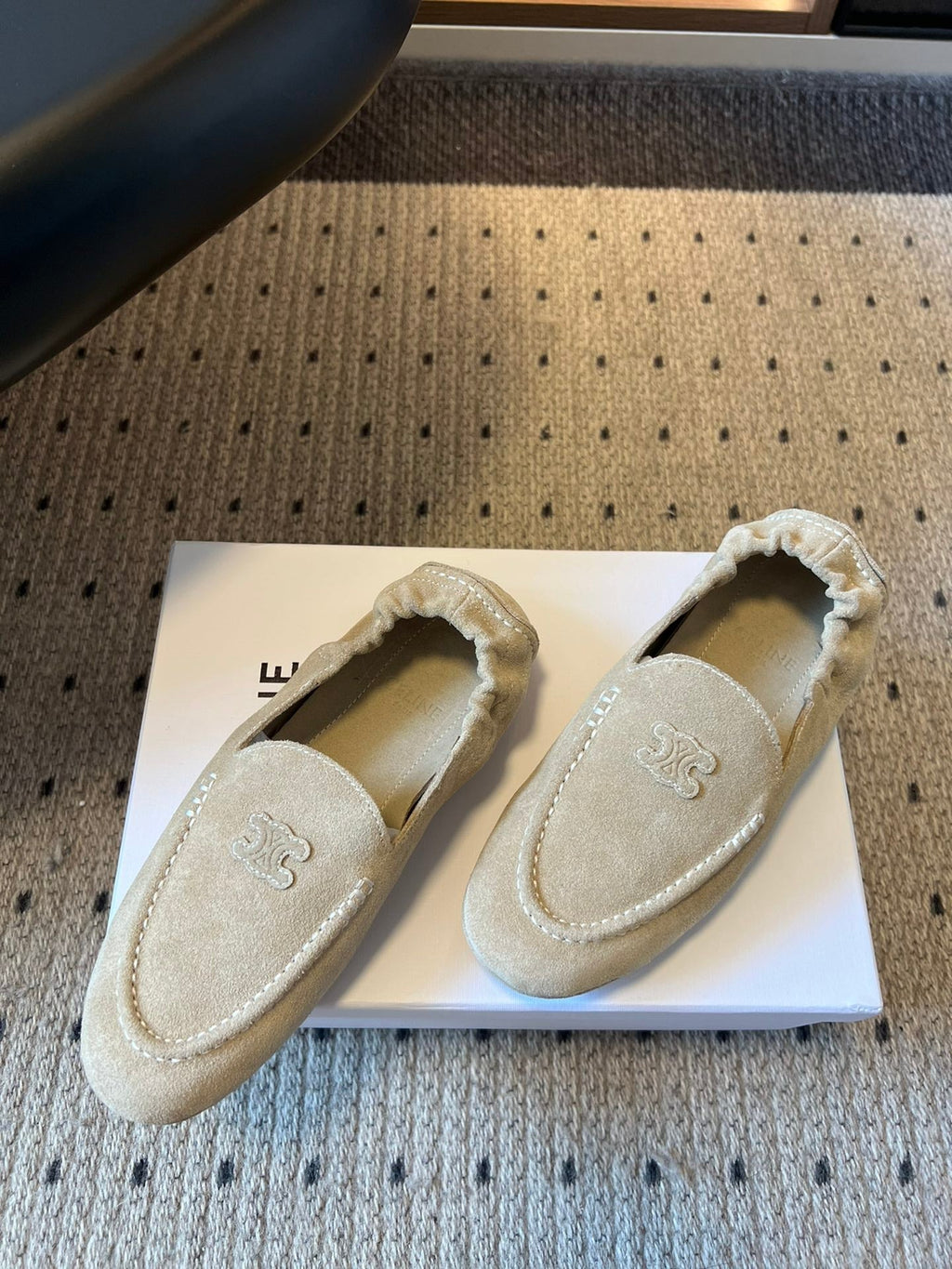 CELINE 25S LOAFERS FLAT IN LIGHT BROWN SUEDE