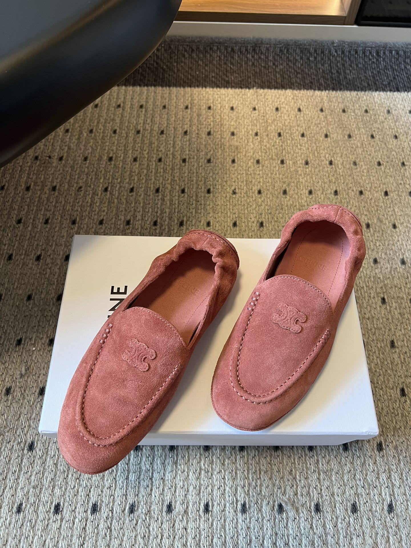 CELINE 25S LOAFERS FLAT IN PINK SUEDE