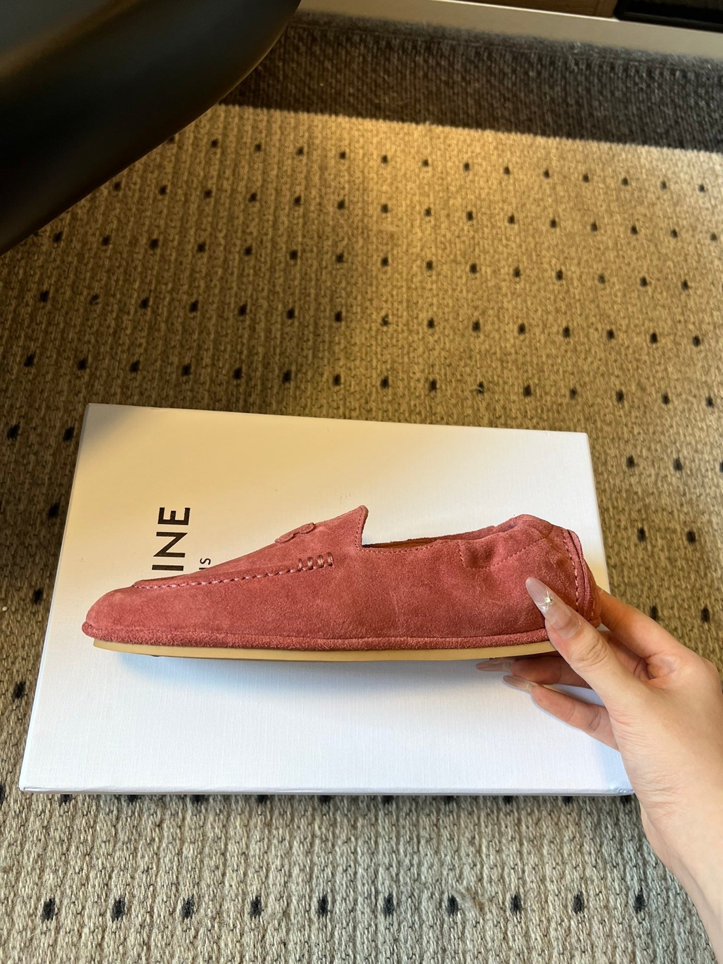 CELINE 25S LOAFERS FLAT IN PINK SUEDE