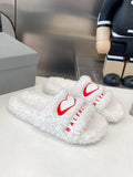 BALENCIAGA 25S FLAT SLIPPERS IN WHITE WOOL