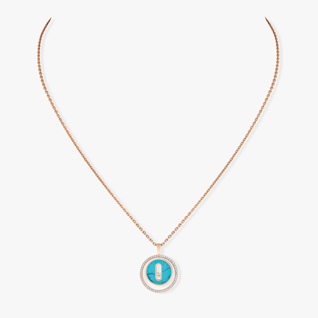 LUCKY MOVE 1 DIAMOND TURQUOISE PINK GOLD DIAMOND NECKLACE