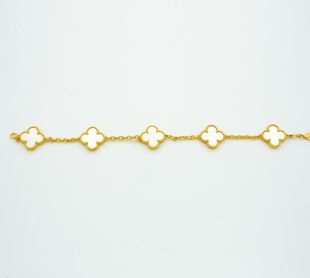 CLOVER BRACELET 5 MOTIFS WHITE MOP