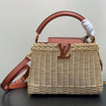 LV 25S CAPUCINES BB BAG 27 PINIC IN TAN CALFSKIN GOLD HARDWARE