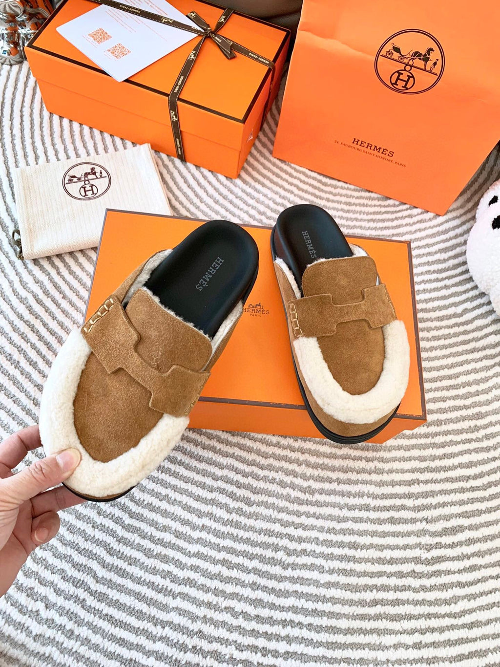 G0 MULE BROWN SUEDE SHEARLING