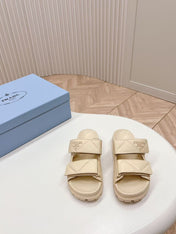 Padded Leather MULES Sandals Lambskin Beige