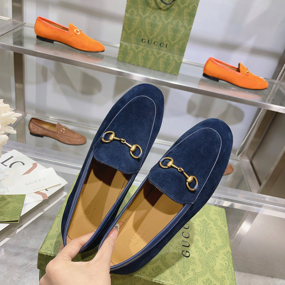 GG HORSEBIT LOAFERS NAVY BLUE SUEDE GHW