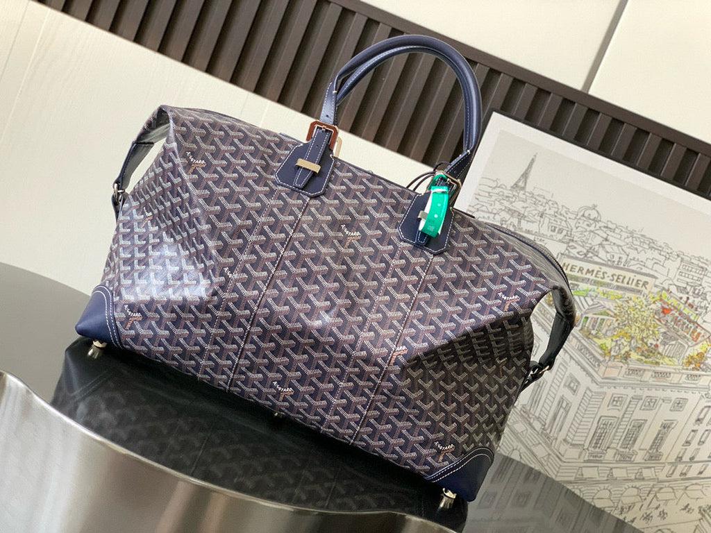 BOWLING 45 BAG IN NAVY BLUE GOYARDINE CANVAS AND CALFSKIN TRIM