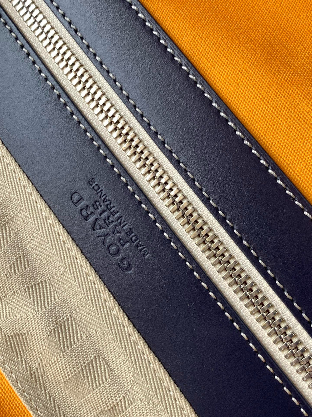 BOWLING 45 BAG IN NAVY BLUE GOYARDINE CANVAS AND CALFSKIN TRIM