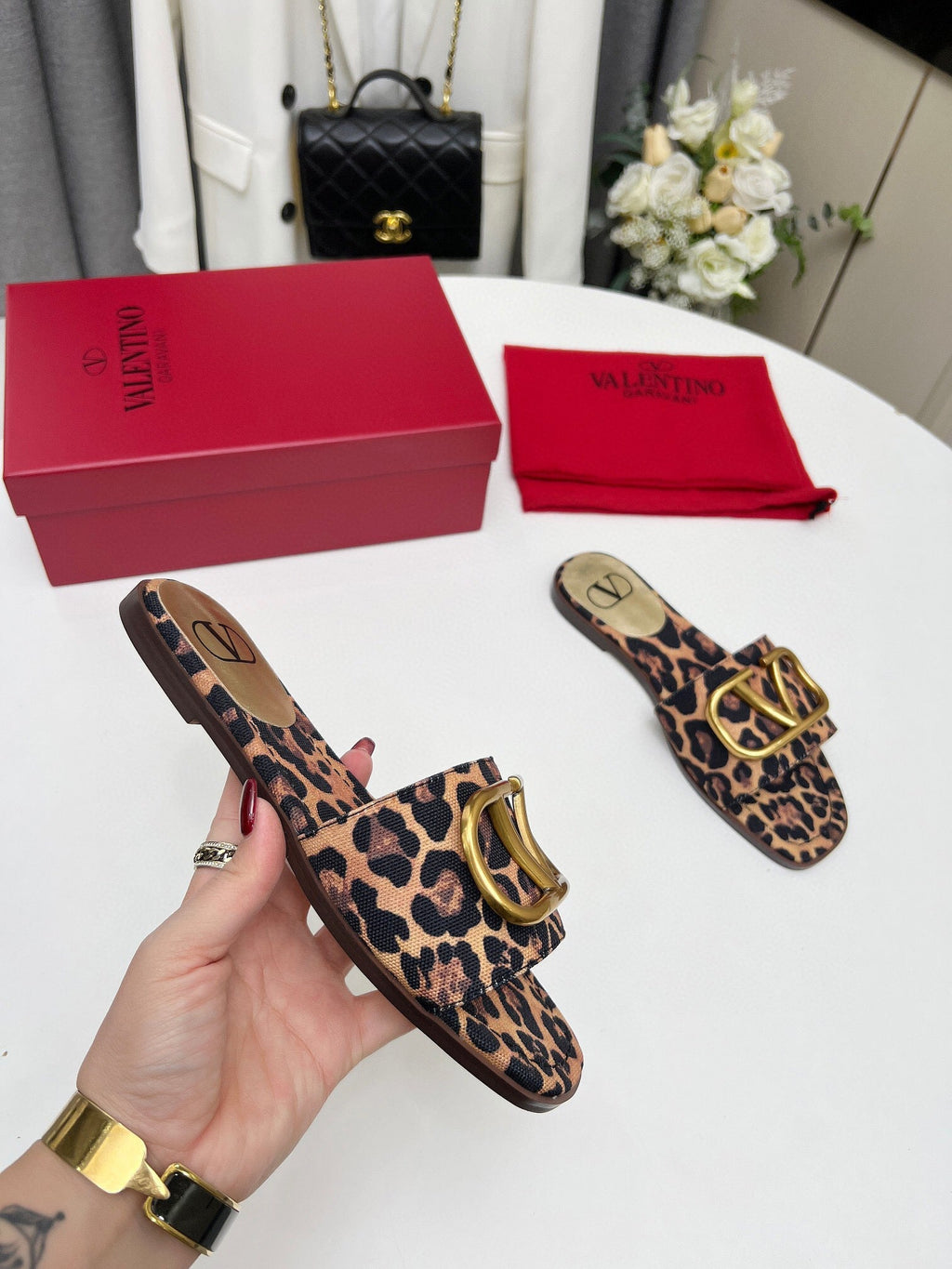 LEOPARD FLAT SLIDE GHW