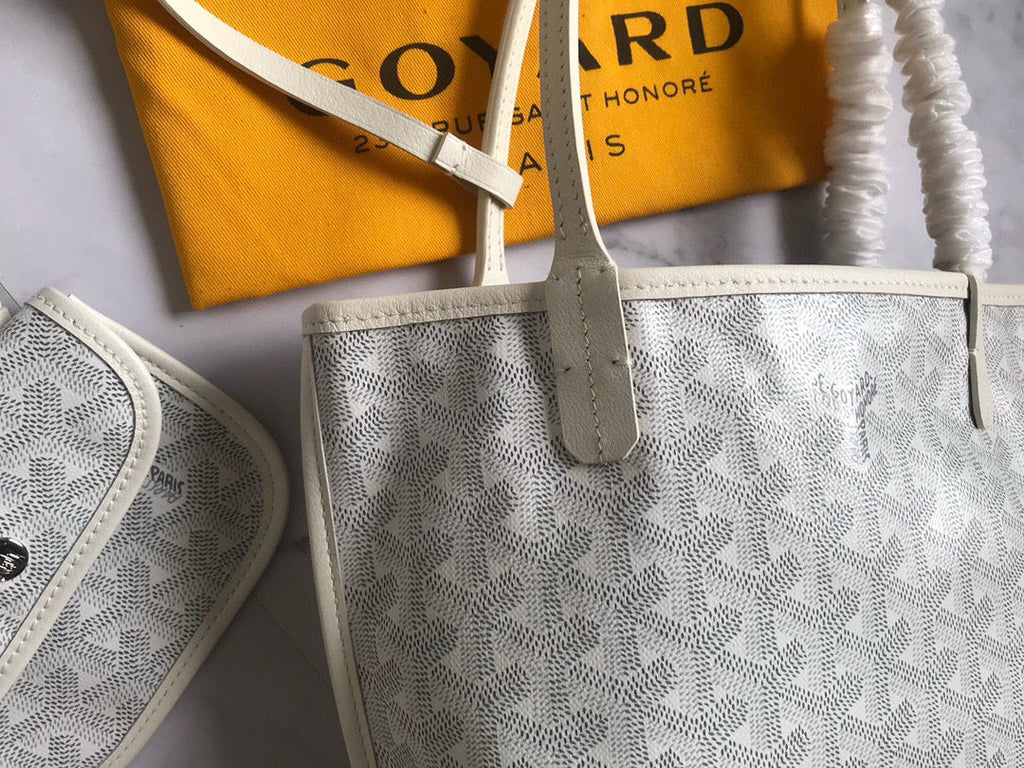 ANJOU MINI BAG 20 IN MILKY WHITE GOYARDINE CANVAS AND CALFSKIN