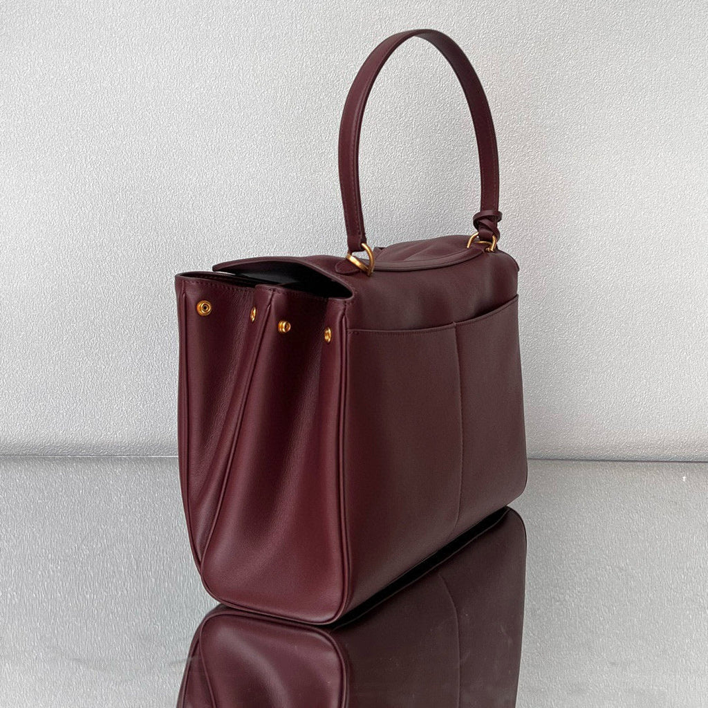 RODEO MEDIUM BAG 35 IN BURGUNDY SMOOTH CALFSKIN GOLD HARDWARE