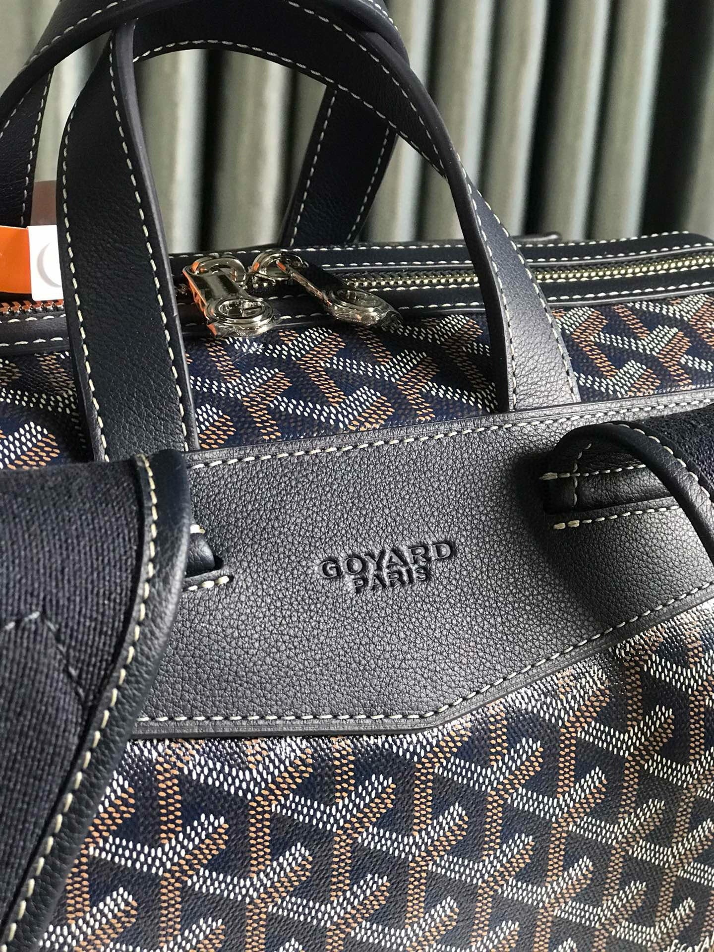 CISALPIN BACKPACK 43 IN NAVY BLUE GOYARDINE CANVAS AND CALFSKIN
