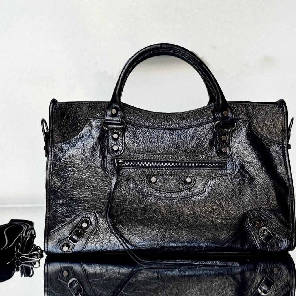 LE CITY BAG IN BLACK LEATHER