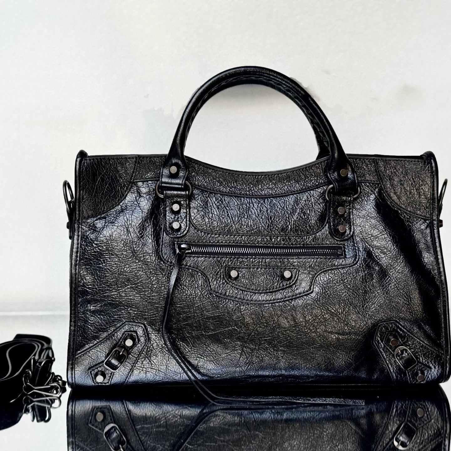 LE CITY BAG IN BLACK LEATHER