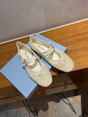 PRA BALLERINAS BALLET FLATS IN BEIGE MESH FABRIC