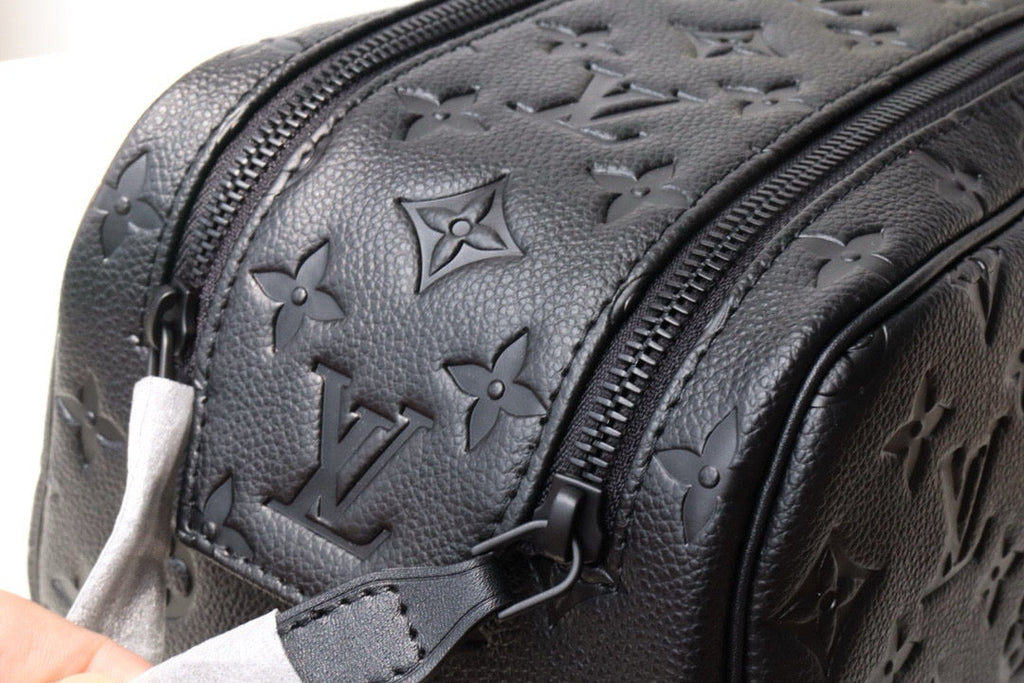 DOPP KIT TOILETRY BAG 28 CM IN BLACK TAURILLON MONOGRAM LEATHER