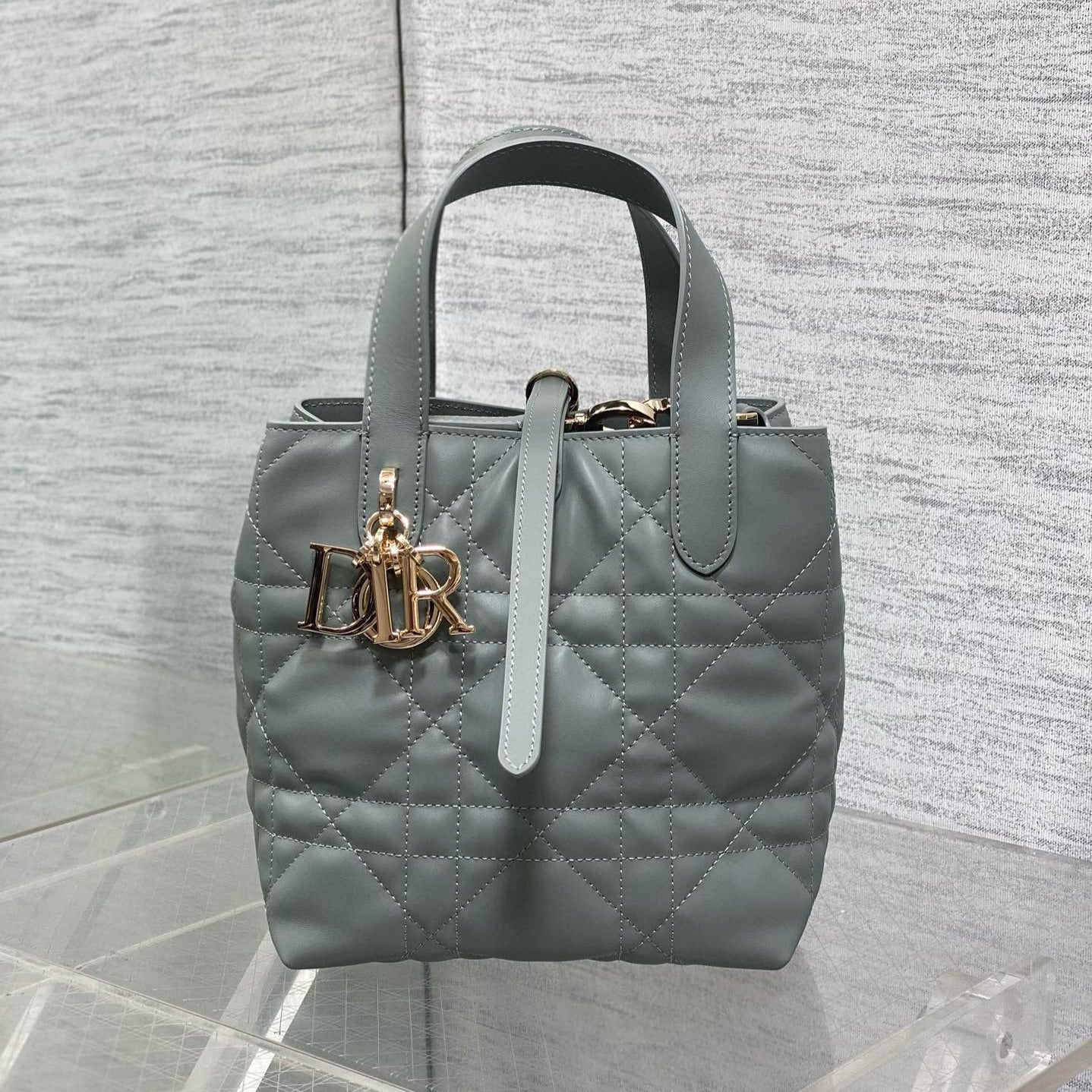 MINI TOUJOURS BUCKET BAG 18 IN GREY CANNAGE CALFSKIN