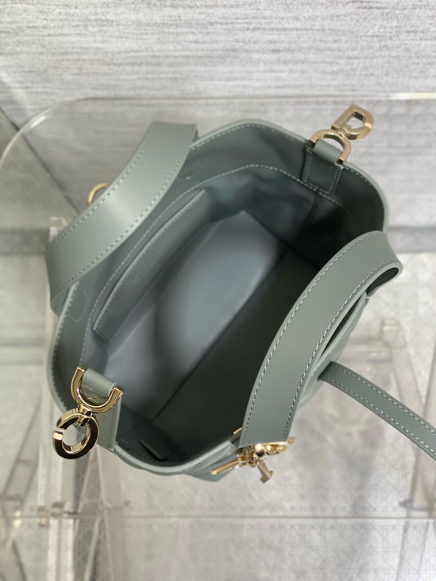 MINI TOUJOURS BUCKET BAG 18 IN GREY CANNAGE CALFSKIN