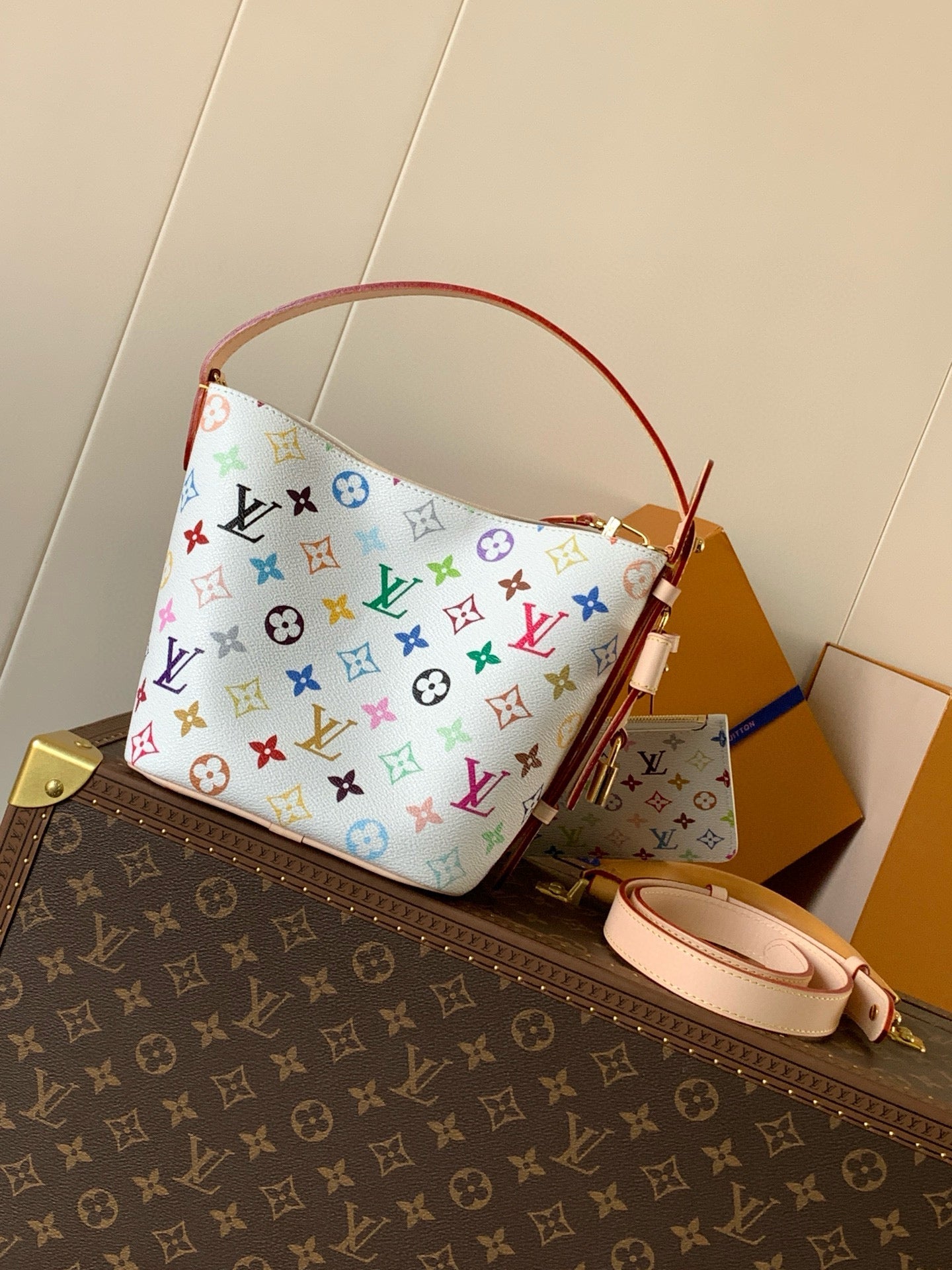 LV SHOULDER BAG 18 IN MULTICOLOR MONOGRAM CANVAS AND CALFSKIN