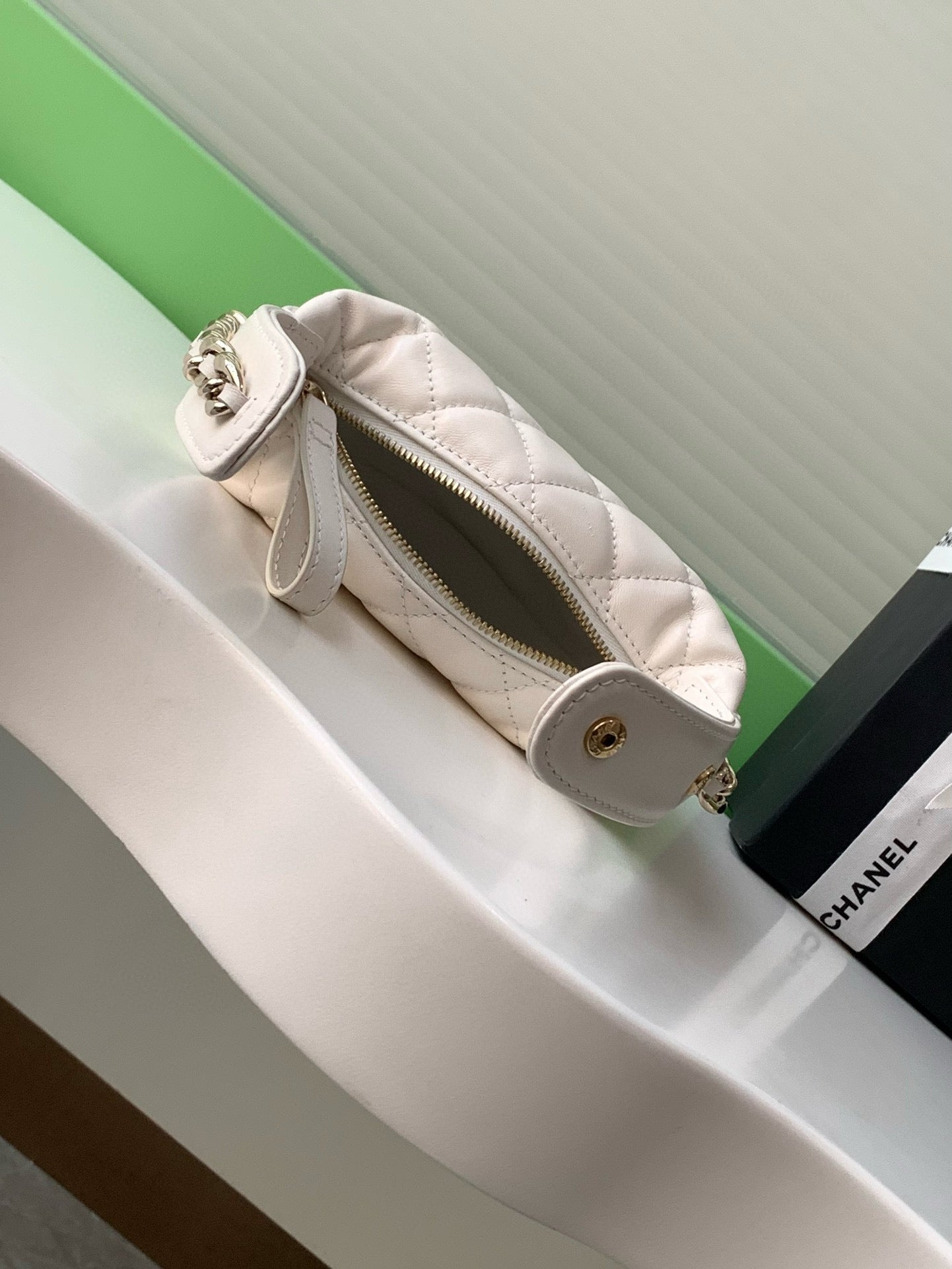 MINI HOBO BAG 16 IN WHITE LAMBSKIN