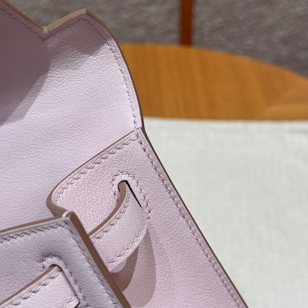 HM KELLY POCHETTE 22 IN LIGHT PINK CALFSKIN SILVER HARDWARE