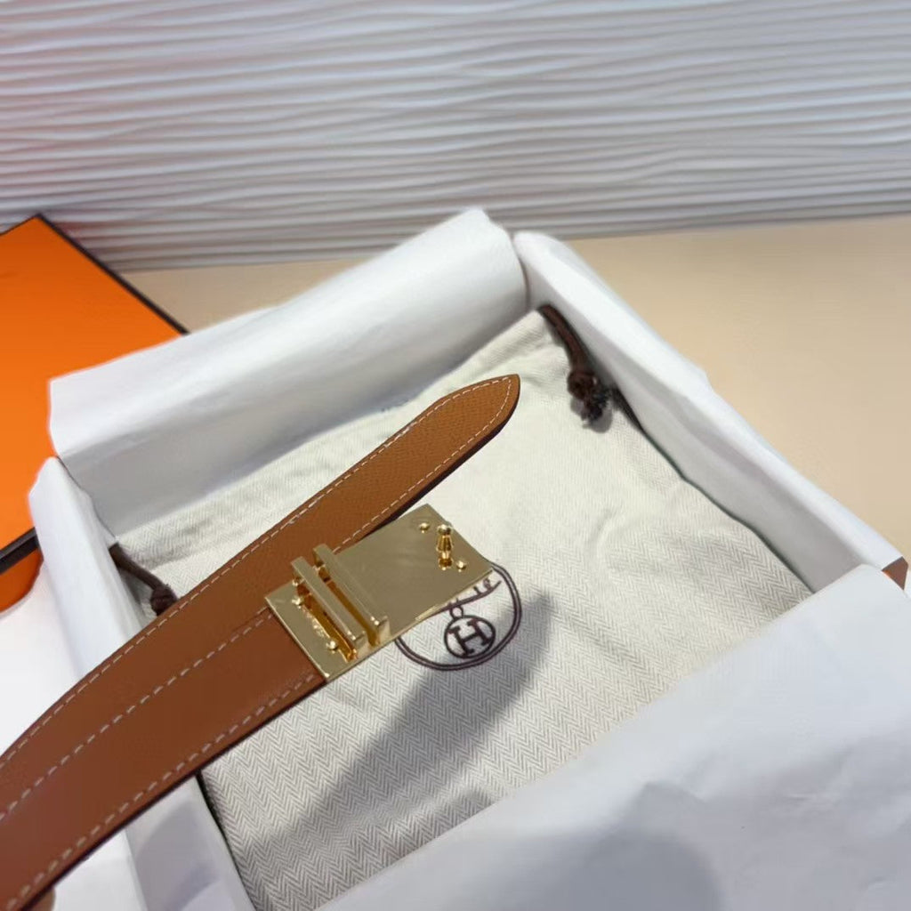 HM KELLY BELT BAG 25 IN BROWN CALFSKIN