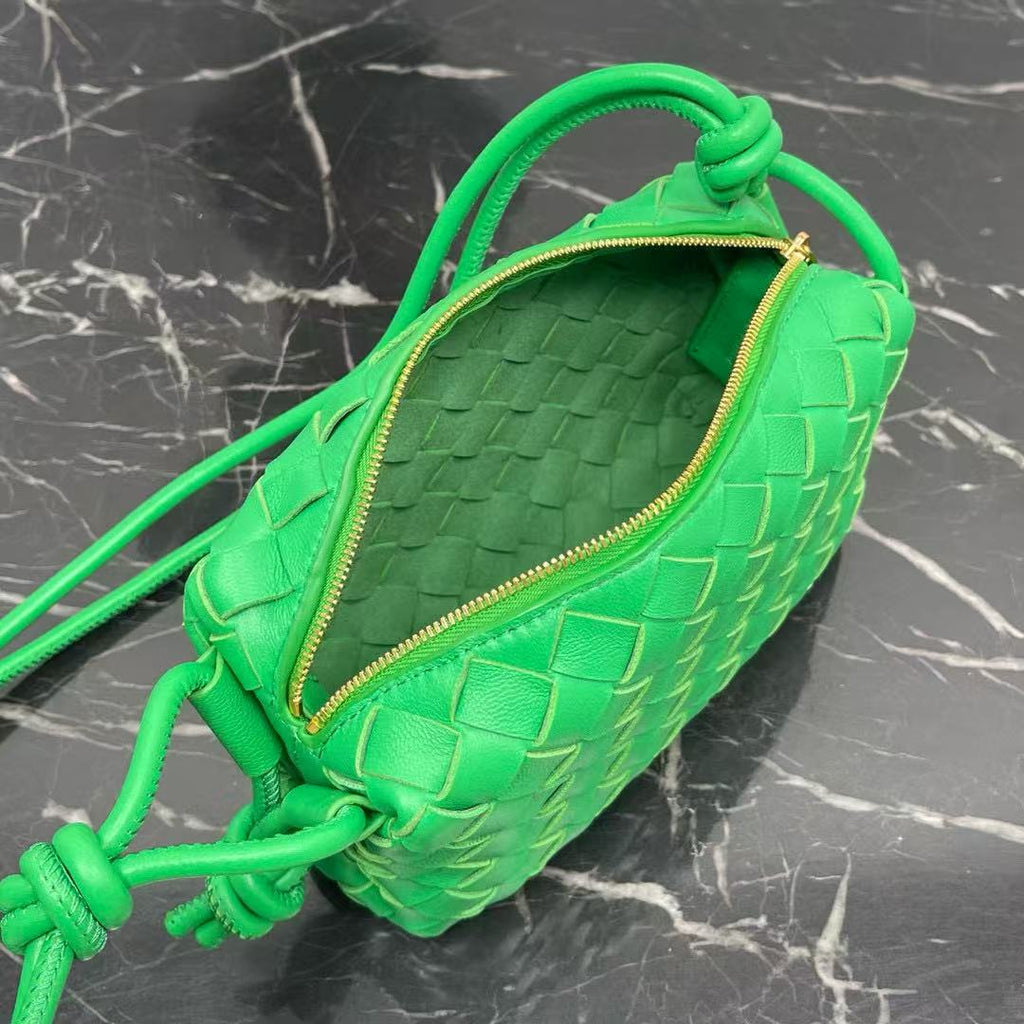 BOTTEGA VENETA KNOT CROSSBODY BAG 17 IN EMERALD GREEN CALFSKIN