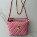 CC TOP HANDLE BAG 19 IN PINK GRAINED CALFSKIN