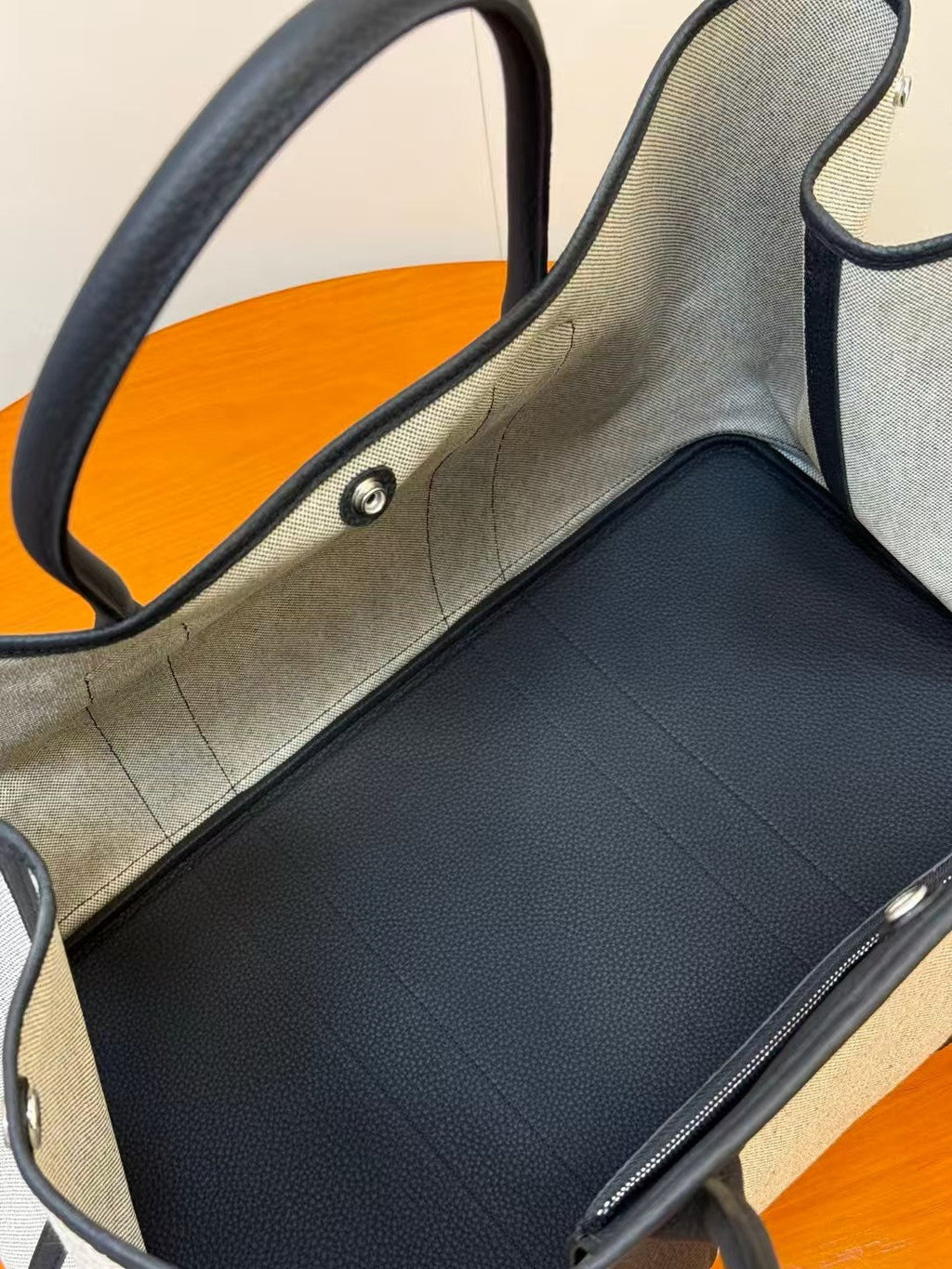 TOTE BAG 40 IN GREY AND BLACK CANVAS MIX CALFSKIN TRIM