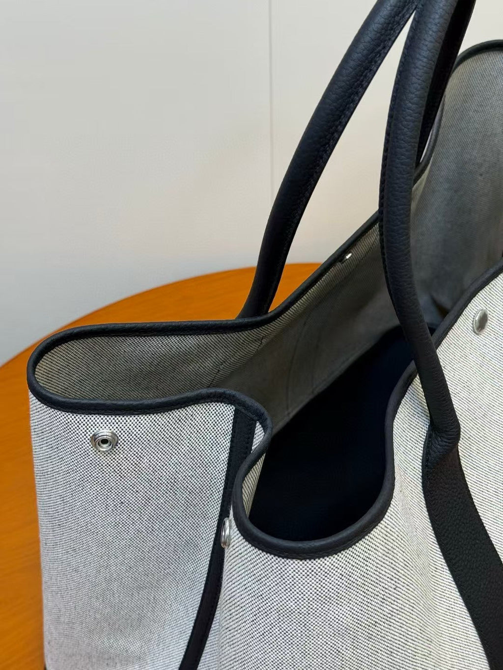 TOTE BAG 40 IN GREY AND BLACK CANVAS MIX CALFSKIN TRIM