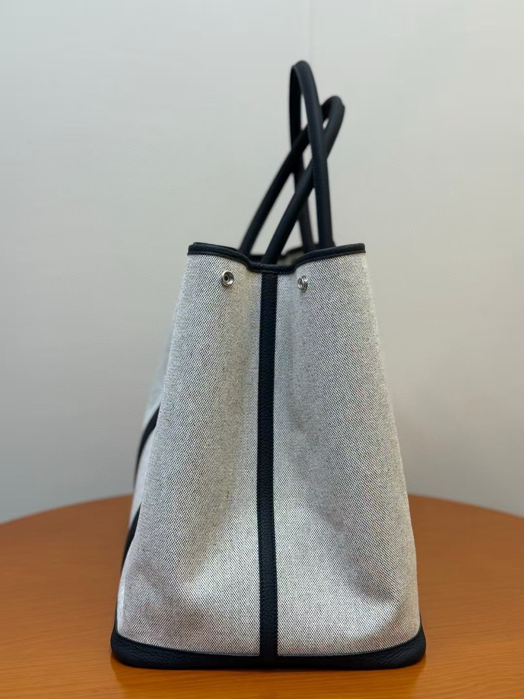 TOTE BAG 40 IN GREY AND BLACK CANVAS MIX CALFSKIN TRIM